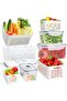 4 Pack Fruit and Vegetable Storage Containers for Fridge with Removable Colanders, Airtight Produce