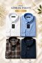 4-Pack Men's Shirt Set Slim Fit Long Sleeve Button down Collar Plaid Cotton Easy-Iron Mixed Shirts Pack - 3