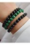 Malahi̇t and Onyx Stone Bracelet Set - Multicolor - 3