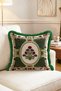 Vintage Floral Bouquet Medallion and Rose Border Fringed Throw Pillow Cover - 2