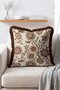 Vintage Floral Motif Authentic Cream Botanical Pattern Fringed Throw Pillow Cover - 2