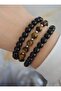 Opal and Onyx Stone Bracelet Set - Multicolor - 4