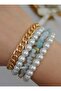 Amazonite and Glass Pearl Bracelet Set - Very Colorful - - 3