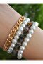 Indian Stone and Glass Pearl Bracelet Set-Multi Color - - 2