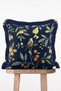 Botanical Garden Bird and Fruit Branches Themed Fringed Cushion Cover