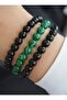 Malahi̇t and Onyx Stone Bracelet Set - Multicolor