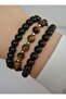Opal and Onyx Stone Bracelet Set - Multicolor - 3