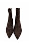 Women's Brown Suede Pointed Toe Short Thin Heeled Daily Stylish Boots Ersey - 5