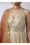 Ivory Halter Neck Mirror Work Embellished Suit Set – Women's Indian Ethnic Wear - 2