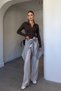 Shirt-Tied Tencel Trousers - Beige - 4