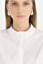 High Collar Cotton Shirt - White - 3