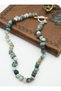 Agate Stone Necklace - Multicolored -