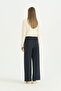 Elastic Waist Wide Leg Trousers - Navy Blue - 4