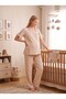 New Season Beige Muslin Fabric Breastfeeding-Friendly Design Short Sleeve 100% Cotton Maternity Pajama Set - 3