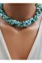 Turquoise and Green Agate Necklace - - 2