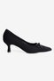 Women's Suede Heeled Shoes Stiletto Pointed Toe Bow and Knitted Detail Lily Black - 2