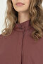 High Collar Cotton Shirt - Plum - 3