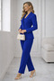 Women's Long Sleeve Collared Single Button Detailed Atlas Jacket and Trousers Two-Piece Set - 3