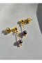 Black Pearl Earrings - Gold Color -