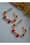 Enamel hoop earrings - gold color - - 2