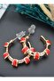 Enamel hoop earrings - gold color -