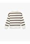Long Sleeve Embroidery Detailed Oversized Polo Collar Sweatshirt - 4