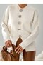 Women's Knitwear Sweater with Pearl and Button Details