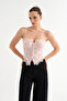 Women's Lace Fabric Corset with Padded Chest and Lace-Up Back Design - 3