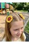 2 Pieces Hand Knitted Sunflower Snap Buckle Organic Cotton Amigurumi Hair Clip for Children and Adults