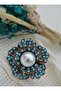 Pearl and Turquoise Azalea Adjustable Ring - - 2