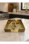 Flower Branch Detailed Brass Napkin Holder and Presentation Tray – 14X14X6 cm