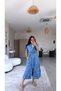 Denim Tencel Frayed Long Shirt Dress