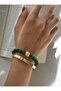 Malachite Natural Stone and Clamp Bracelet - Green -