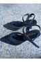 Black Outer Material, Low-Cut Design, and Stone Accessories, Lace-Up, Goblet Heel Women's Shoes - 3