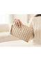 Embroidered Long Strap Faux Leather Portfolio & Clutch Bag