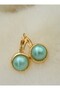 Aqua Green Stone Earrings - Gold - Aqua Green - - 3