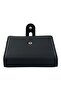 Black Genuine Leather Double Folded Wallet with Snap Fasteners Vertical Sports Model Women's Wallet // 9741-Black - 4