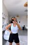 Black Elastic Waist Cotton Shorts