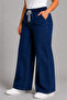 Curve Women's Plus Size Stretch Fabric Elastic High Waist Drawstring Pocket Wide Leg Jeans Denim Pants - 6