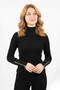 Women's Turtleneck Sleeve Zipper Detailed Ribbed Camisole Fabric Long Sleeve Blouse - 2