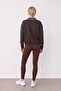 Embroidery Detailed Sweatshirt Brown - 3
