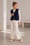 Girl's V-Neck Gold Buttoned Furry Knitwear Vest (Free Size)