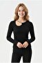 Women's Chain Detailed Asymmetrical Cut Ribbed Camisole Fabric Long Sleeve Blouse - 3