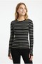 Women's Striped Crew Neck Lycra Long Sleeve Blouse with Thumbholes - 2