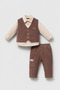 Baby Boy Navy Blue Convivial Cotton 3-Piece Set - 2