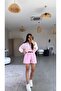 Candy Pink Self-Belted Thick Britli Fabric Shorts