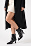 Women's Pointed Toe Thin Heeled Boots Black Yanki - 3