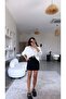 Black Premium Mini Skirt with Belted Shorts Inside - 3