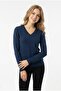 Women's V-Neck Stretchy Basic Knit Sweater