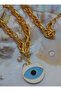 Evil eye necklace - gold color - - 2